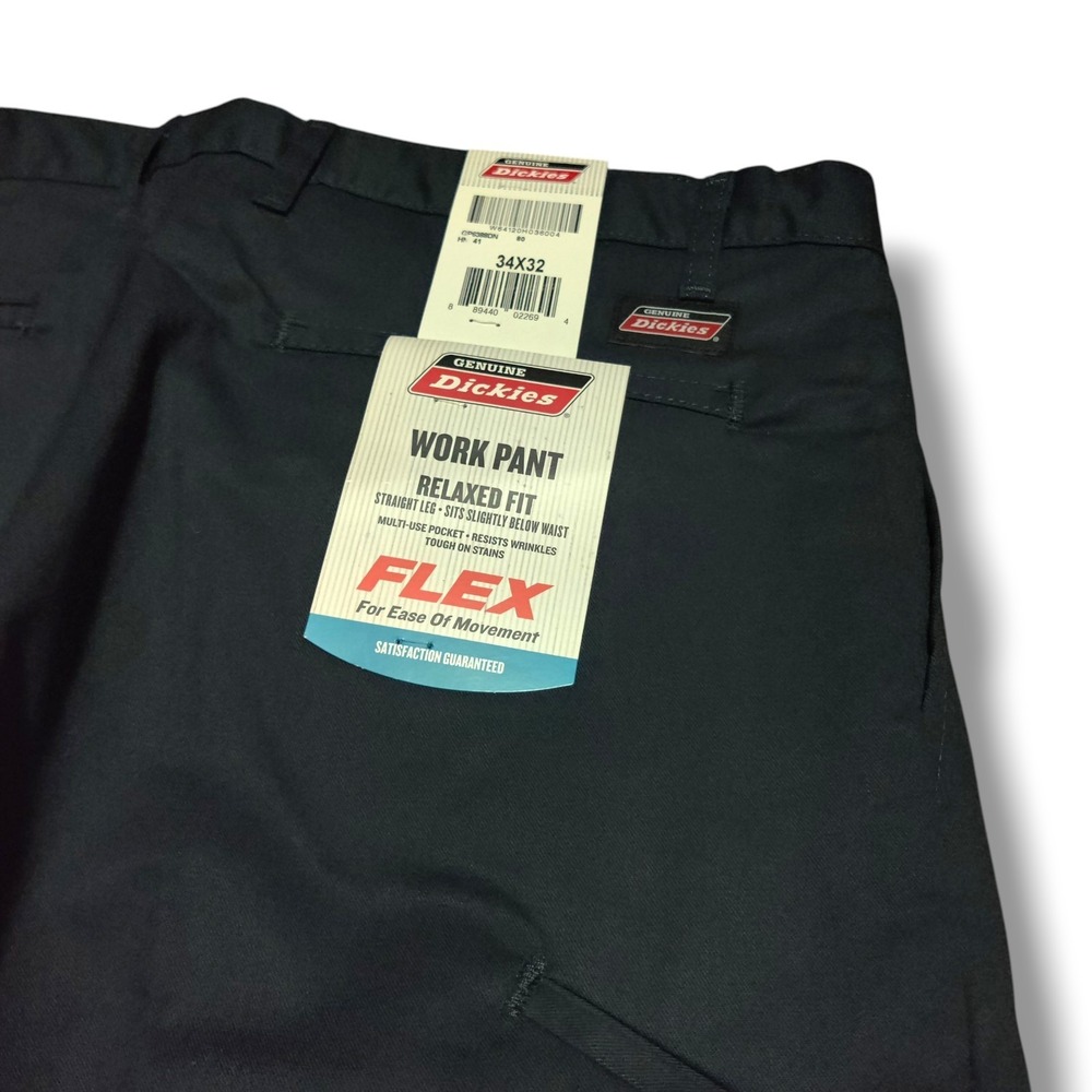 Dickies Flex Work Pants Men's Size 34 x 32 Original Fit Dark‎ Navy Blue New